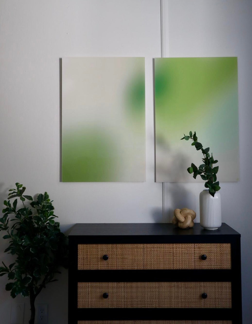 vert beige green dyptique polaire design décoration murale wall art acrylique print plexiglass polaire design wall art luis west art tableau moderne épuré aura gradient art dégradé couleur